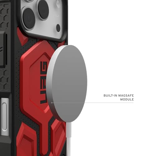 Image of Urban Armor Gear UAG Monarch Pro Magnetic Compatible, Rugged Heavy Duty Shockproof Anti-Slip Military Grade Protective Case /Cover Designed for iPhone 17 Pro (2025) - Crimson