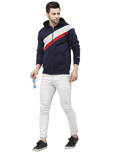 Image of Kalt Men Full Sleeves Zipper Fleece Colour Block Hoodie