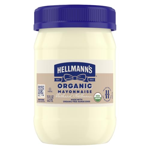 Hellmann's Organic Mayonnaise Original Mayo Creamy Condiment for Sandwiches and