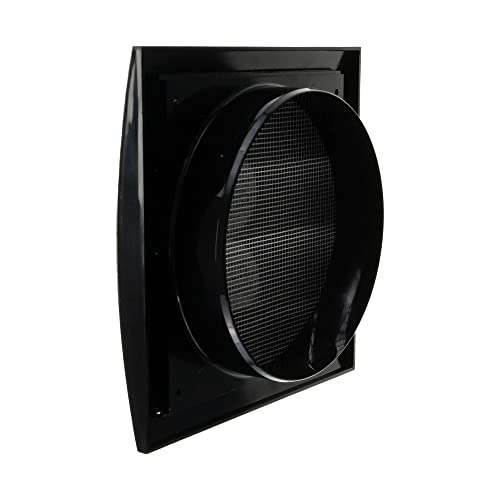 Black Exhaust Hood Vent 6'' Inch / 150 mm with Shutters, Built-in Guard Screen and Flange, Air Vent Cover with Flaps - Image 3
