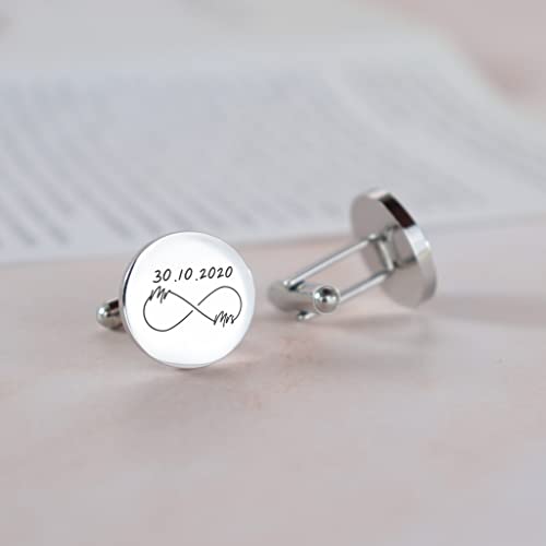 Custom Engraved Cufflinks For Weddings, Personalized Gift For Groom, Father Of The Bride & Groom Dad, Best Men, Customized Gold & Silver Cufflinks With Dates, Quotes Or Couples Initials From Bride #TOP3