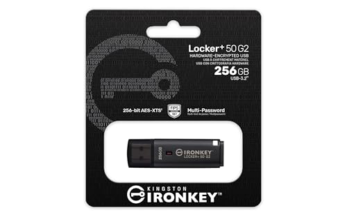 Image of Kingston Ironkey Locker+ 50 G2 256GB Encrypted USB Drive | FIPS 197 | AES-XTS Protection | Multi-Password Security | USB 3.2 Gen 1 | IKLP50G2 /256GB