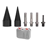 Firewood Log Splitter, 6PCS Drill Bit Removable Cones Kindling Wood Splitting Logs Bits, 32MM + 42MM Removable Heavy Duty Electric Drills with Round + Hex + Square Shank