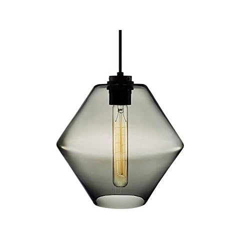 USIFAZ Simple Edison Bulb Hanging Light Bedroom Restaurant Nordic Simple Droplight Modern Vintage Pendant Lamp Colorful Glass Pendant Lighting Lighting Device (Color : Gray, Size : B) Cover