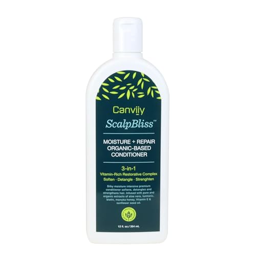 Canviiy ScalpBliss Moisture + Repair Organic-Based Conditioner, Designed with a Vitamin-Rich Restorative Complex to Reduce Breakage and Deliver Soft, Manageable Hair, 12 Fl Oz (Pack of 1)