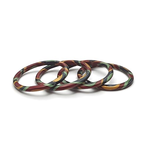 Image of Rajasthani Traditional Lac Bangles Set, Handcrafted Multi-Color Pattern with Gold Accents, Jaipuri Lakh Chudi, Red, Maroon, Pink, Purple, Blue, Green, 4 Piece Set