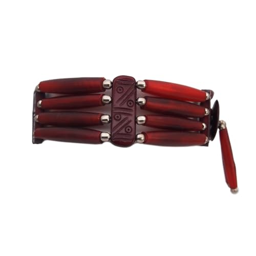 outROAR Gear American Indian Style Bone Choker Necklace, 4 Row Burgundy Red Traditional Hairpipe Beads, Unisex Adjustable4