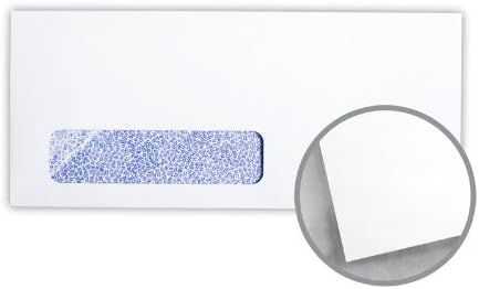 Printmaster - Sobres tintados de seguridad color blanco con azul - Ventana No. 10 (4 1/8 x 9 1/2) 24 libras tejido de escritura 500 por caja