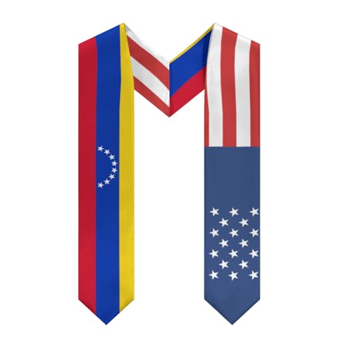 America Venezuela Venezuelan Flag Graduation Stole Sash Shawl for Men Women Thickened V-Neck Scarf for International Students Teachers Study Aboard Graduate Gift 72 inches Unisex
