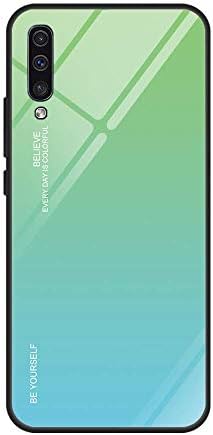 Lajer Case for Samsung Galaxy A50 Tempered Glass Back Cover Crystal Clear Soft Silicone Frame Rubber Bumper Shockpoof (A50, Gradient 6)
