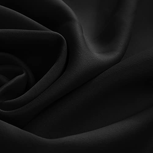 Image of Deconovo Polyester & Polyester Blend Solid Rod Pocket Curtain With Tieback, Door - 7 Feet, Black