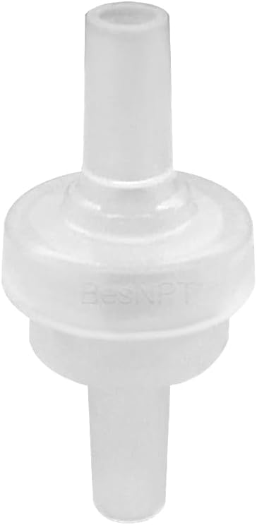 1/4" Barb Hose Inline Check Valve Ozone Resistance PVDF Plastic One-Way Non-return Prevent Water Backflow for Fuel Oil Water Air (Pack of 6)