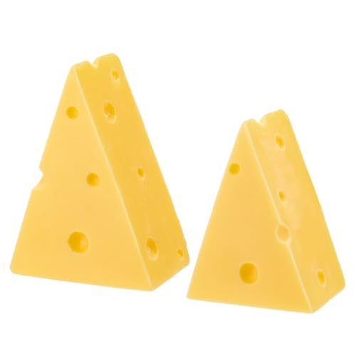 AHANDMAKER Realistic Cheese Display Triangle Yellow Resin Fake Cake Cheese Slice Model for Props Kitchen Display Christmas Party Decoration, 3.07x2.2x1.34in