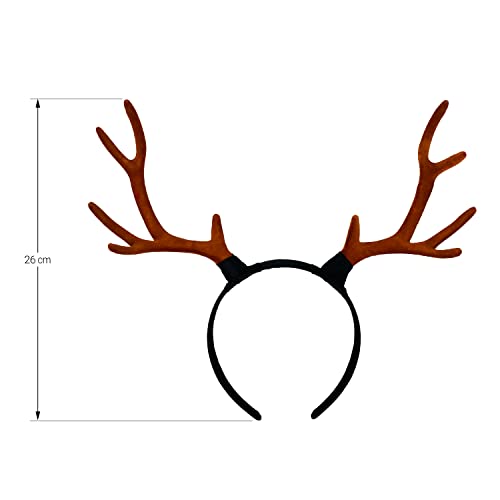 Oblique Unique® Haarreifen Rentier Hirsch Reh Geweih Haarreif in Braun Kopfschmuck Accessoire für Weihnachten Fasching Karneval