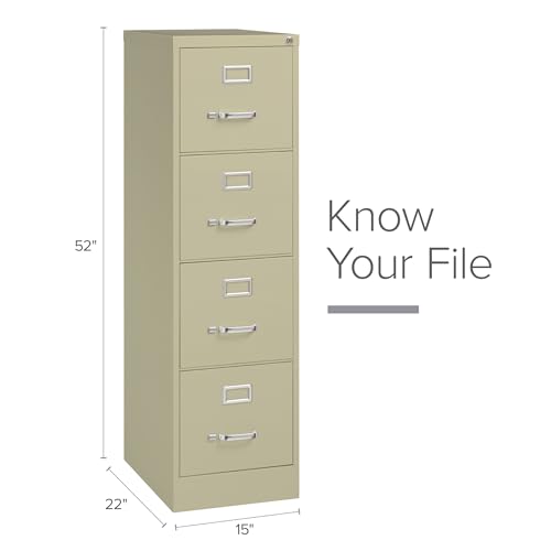 Image of 22 inch Deep 4-Drawer Letter-Size Commercial Vertical File, Fully Assembled