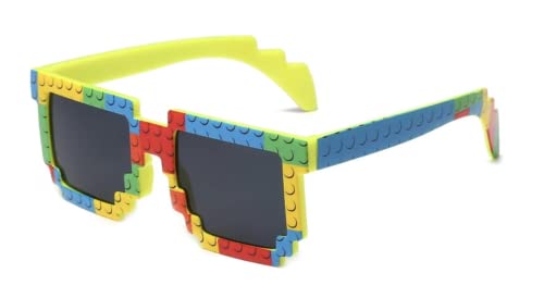 Image of DC DECORIO Thug Life Sunglasses Pixel Gangsta Life Funny Novelty Shades With Box Packing (Black) (RAINBOW DOTS)