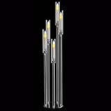 Fullvaseer 5 Arm Floor Candelabra,Acrylic Floor Candle Holder for Wedding Centerpiece Tall Clear Candle Holders for Ceremony Birthday Party Home Decoration Fit 0.8 LED Candles