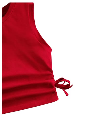 Milumia Girl's Ruched Knot Side Solid Round Neck Sleeveless Crop Tank Tops4