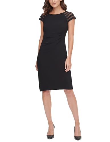 Jessica Howard Women's Short Sleeve Boat Neck Sheath Midi Dress2