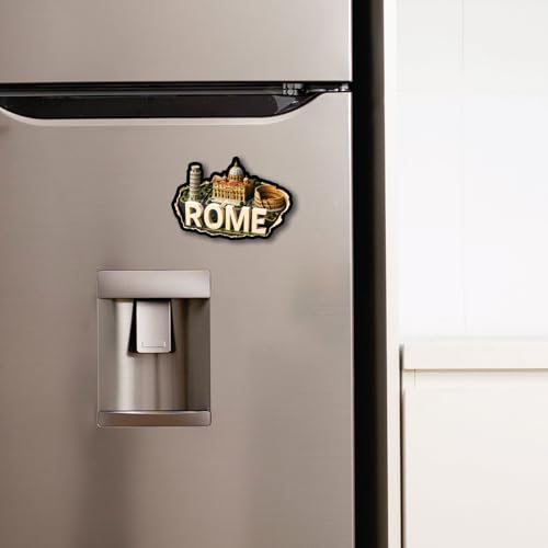 Image of CVANU Rome Country Landmark Theme 2pcs MDF Fridge Magnet - Wooden Travel Souvenir Refrigerator Decorative Collectible Magnet