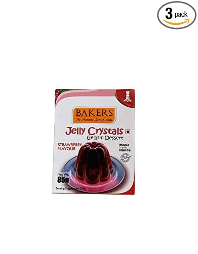 BAKERS Jelly Crystals Strawberry Flavour 85 grams (Pack of 3)
