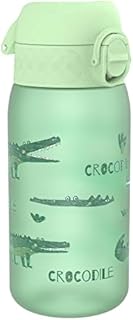 ION8 Butelka dla Dzieci, 350 ml/12 oz, Szczelna, Łatwa do Otwarcia, Bezpieczny Zamek, Można Myć w Zmywarce, Bez BPA, Uchwyt do Przenoszenia, Łatwa do Czyszczenia, Bezwonny, Wzór Krokodyle