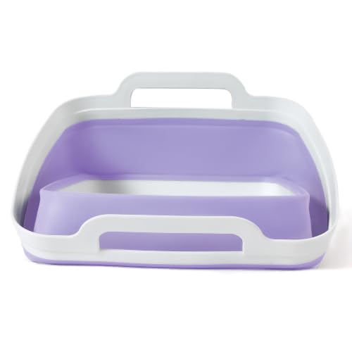 Image of FOSJGO Collapsible Dish Basin with Drain Plug, 2.4 Gal (9L) Space-Saving Foldable Sink, Wash Basin for Kitchen, Baby Bottles, Vegetable Washing, Camping, RV and Party Beverage Tubs (Purple)