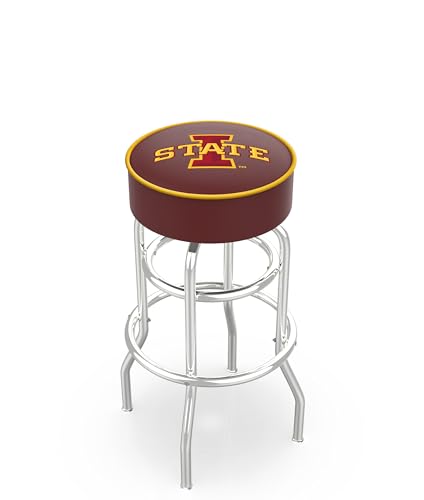L7C1 Iowa State 30" Double-Ring Swivel Bar Stool with Chrome Finish