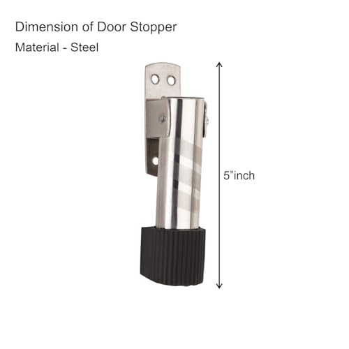 Image of COMPASS D-Cut Stainless Steel Heavy Double Door Fitting Accessories Full Set /Kit (1 Aldrop, 1 Latch, 4 Handles, 2 Tower Bolt and 2 Door Stopper | 12 inch | SS Finish