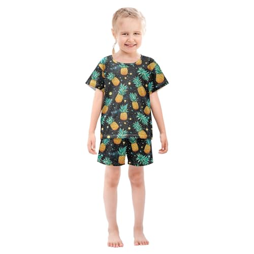 ALAZA Pineapples Stars Pajama Set Short Sleeve Sleepwear Soft Lounge Nightwear3