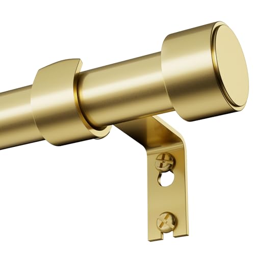 Extra Long Gold Curtain Rods 72-144 Inch for Living Room & Bedroom 1 Heavy Duty Adjustable Window Treatment Rod Supports Blackout & Velvet Drapes up to 50lbs Matte Gold Finish Easy Install