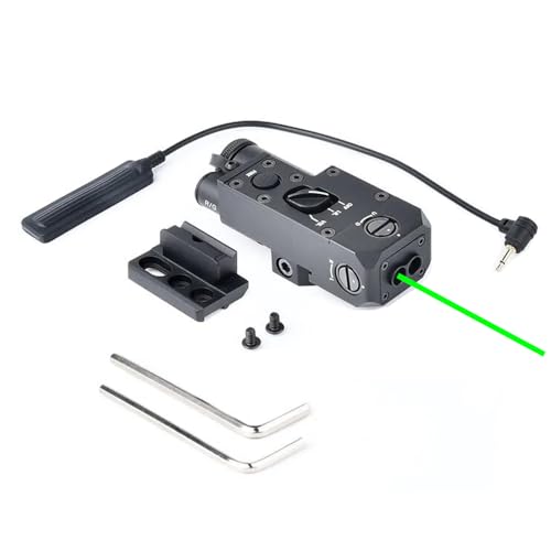 Metal CQL-1 Box Aiming Laser Sight Indicator, with Green Laser & IR Laser & Side M300 M600 Flashlight Mount & Modular Remote Pressure Switch, Black