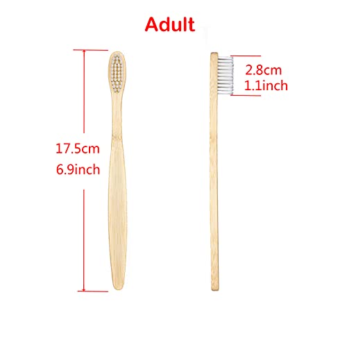 Cepillos de dientes de bambú de cerdas suaves y mango biodegradable natural blanco 6