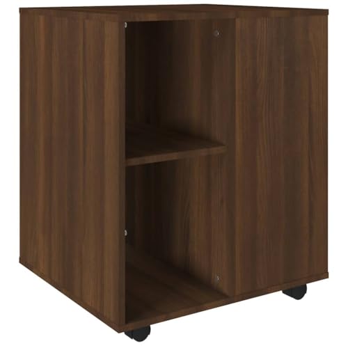 Mueble con ruedas marrón efecto roble para organizar impresoras 2