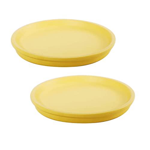 Image of Lasaki Round Ceramic Trays (Plates Saucers) for Pots, planters, Flower, Succulent(Set of 2,Saffron,4 inch) R4(Plants not Included)