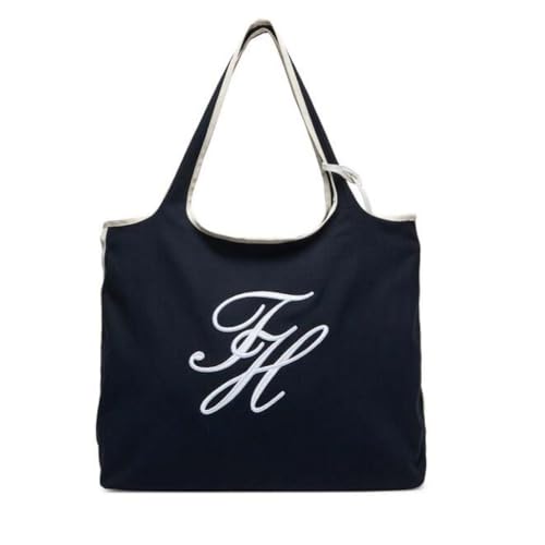 Image of Tommy Hilfiger Th Summer Canvas Tote 0K4 – White CANVAS One Size, blue, One Size