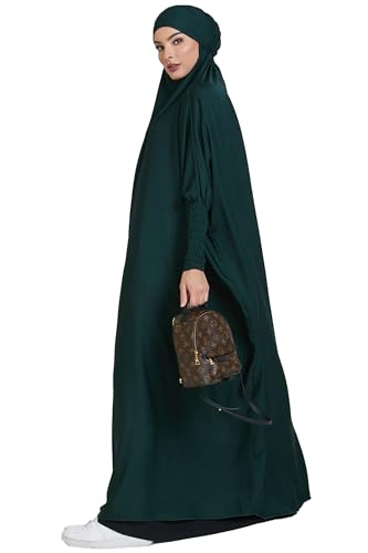 Zofocy Women One-Piece Muslim Abaya Dubai Islam Hijab Robe Solid Lady Prayer Hoodied African Dress