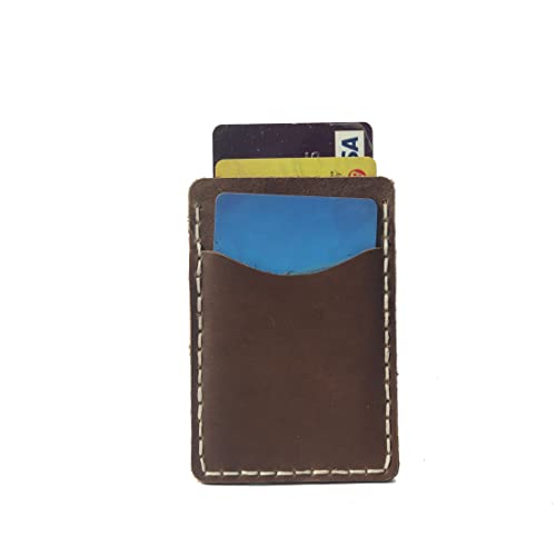 Handcrafted Front Pocket Card Holder, Leather Minimalist Cardcase, Credit Card Holder, 3 Card Slots Unlined all-cow Pickup Bag