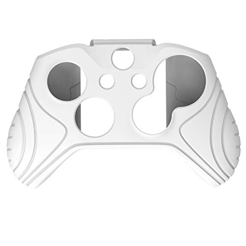 Image of PlayVital Samurai Edition White Anti-Slip Controller Grip Silicone Skin for Xbox One X /S, Ergonomic Soft Rubber Protective Case Cover for Xbox One S /X with White Thumb Stick Caps