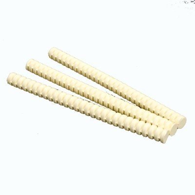 Three light yellow 3M 3748VOPG Hot Melt Adhesive sticks, ribbed for easy feeding into an applicator.