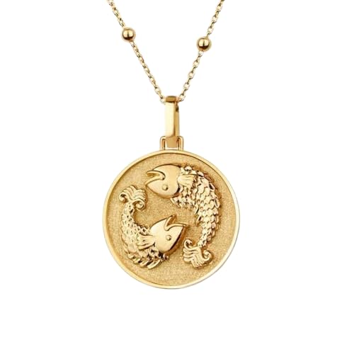 Pendentif Poissons argent plaqué or 24mm avec chaîne 45cm pour homme et femme LKBEADS