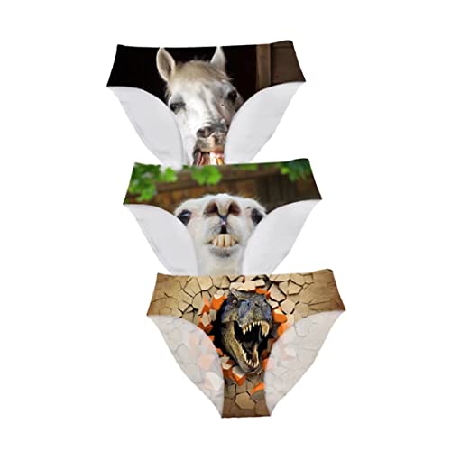 Image of Dellukee Sexy Women Underwear Briefs Breathable Hipster Panty White Alpaca Print