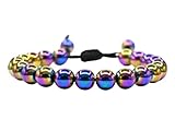 Rainbow Hematite Bracelet for Women Men's Gifts - Protection Healing Crystal Bracelet - 8mm Gemstone Beaded Adjustable Bracelet