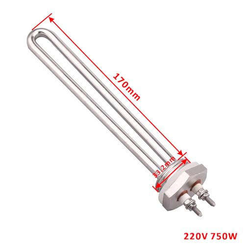 Edelstahlheizung 1 Zoll (DN25) 33.2mm BSP 220V 750W Heizpatrone Edelstahlflansch mit Silikonring