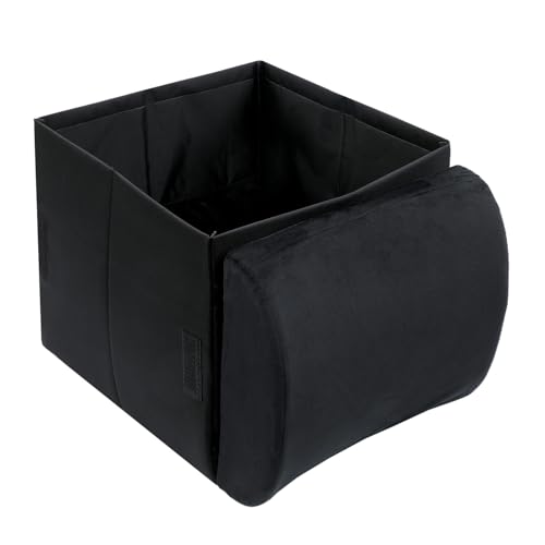 車 収納ボックス 2WAY 畳んで車のシートのクッション 広げて荷物入れ ランバーサポート シートボックス腰クッション 荷物の転落防止 助手席 荷物置き (ブラック)