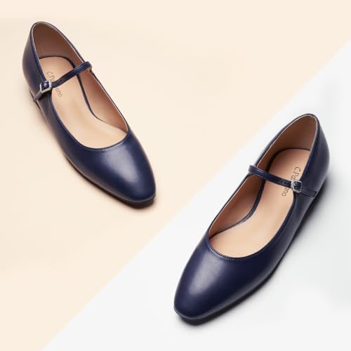 C.Paravano Women's Mary Jane Flats | Almond Toe Ballet Flats | Work Shoes with Adjustable Straps | Slip on Dress Shoes2