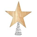 Faithworks Star Christmas Tree Topper 7 x 8 Inch Wood with Iron Base, Names of Jesus