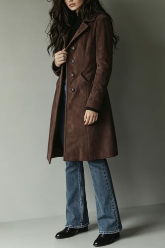 utcoco Faux Suede Trench Coat