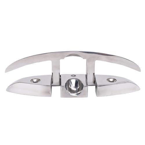 Boat Cleat, 8in Boat Tie Down Cleat, Stainless Steel Dock Cleat Boat Folding Cleat for Marine Yacht RV, Boat Dock Cleats Rope Cleat Boat Mooring Cleat for Boat, Yacht, RV