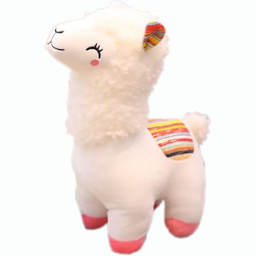 YUKOUQIAN Llama Stuffed Animal Cute Alpaca Plush Toy 10 inch for Girls Boys(alcapa yinghua White)